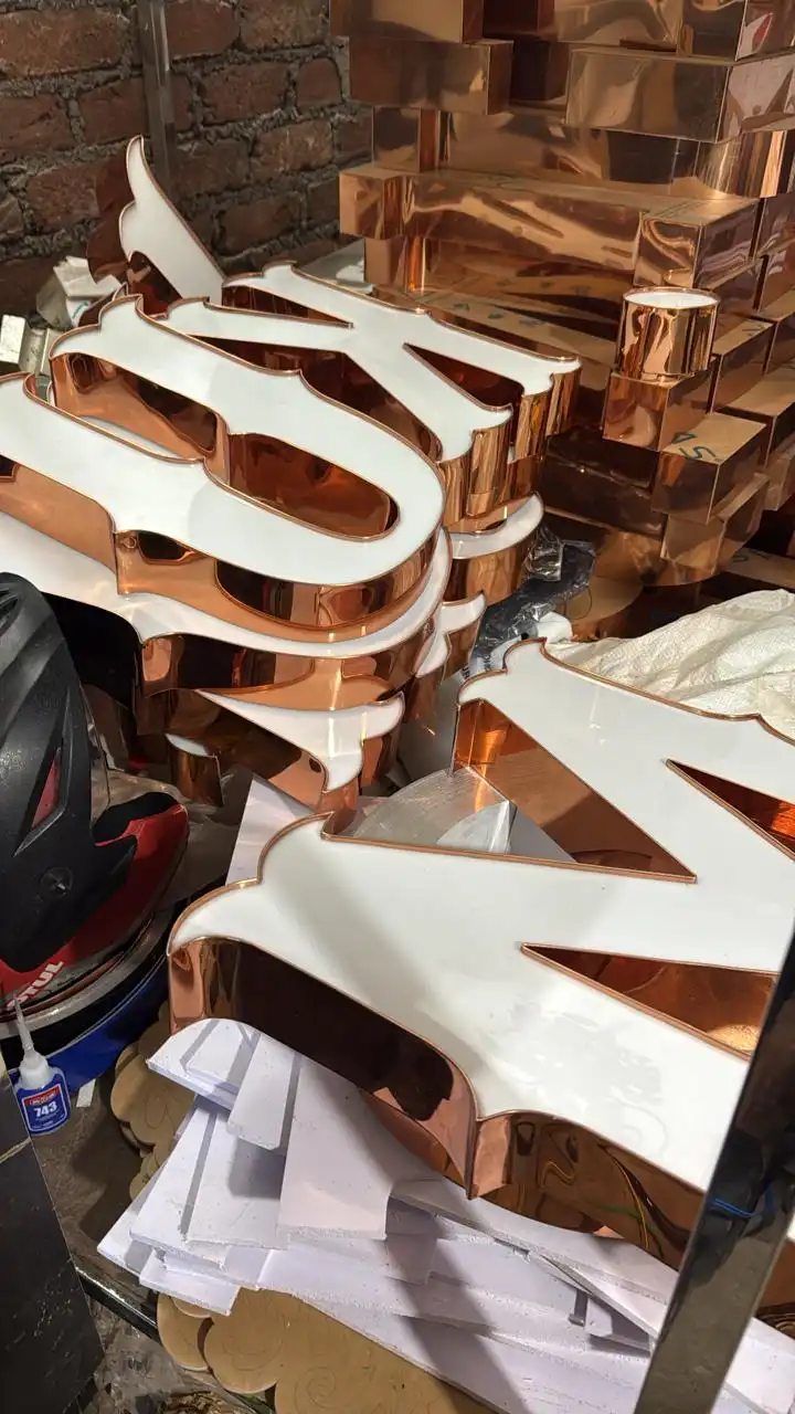 Rose gold finish channel letters