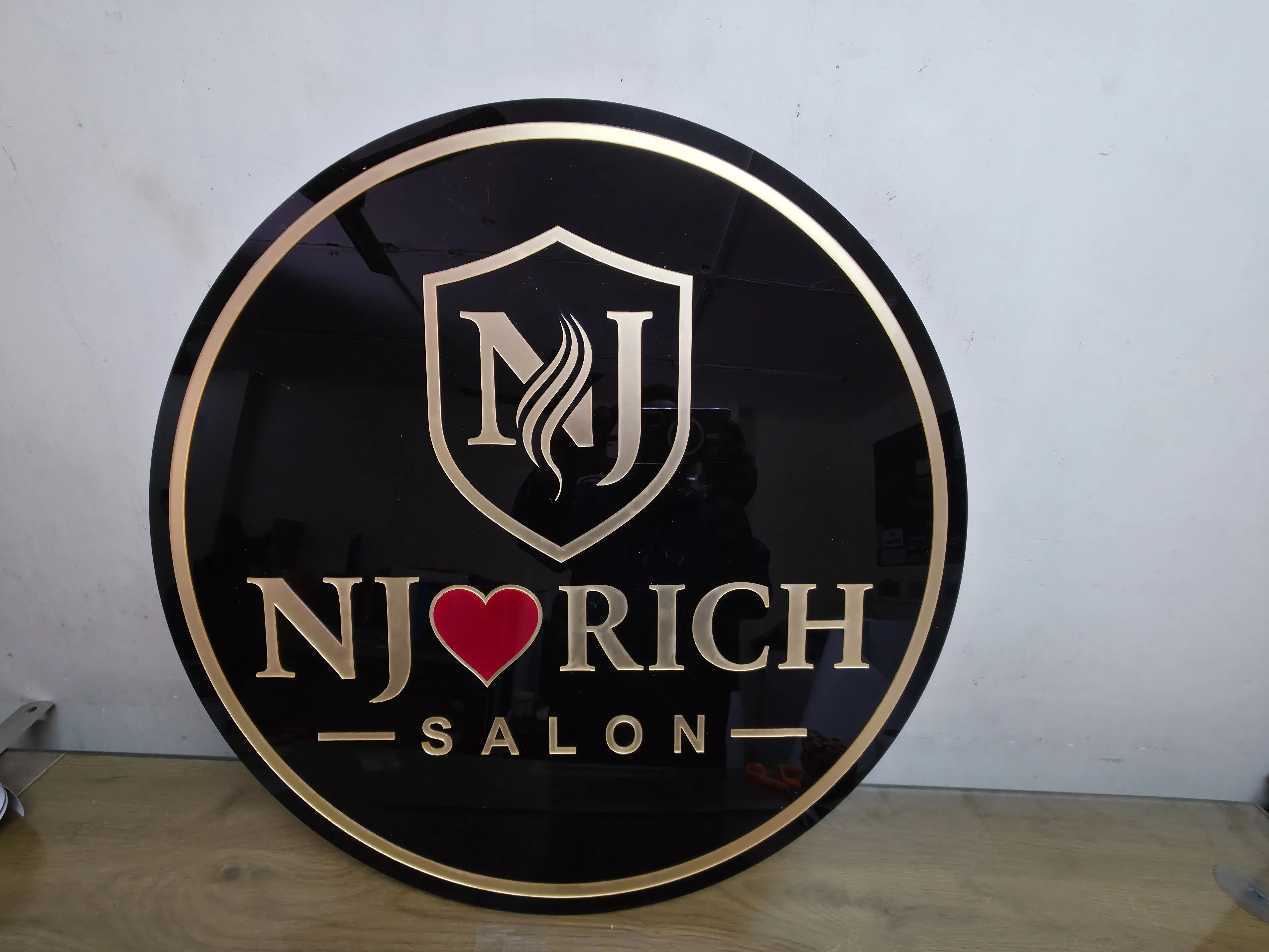 NJ Rich Salon custom acrylic name plate