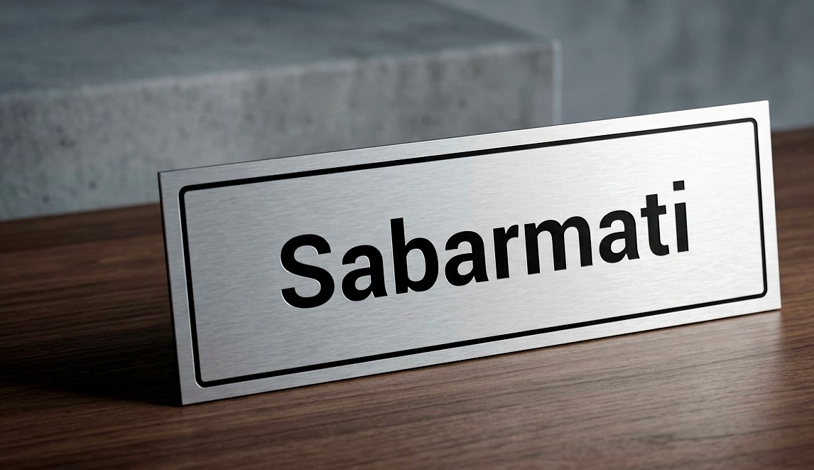 Steel office desk nameplate